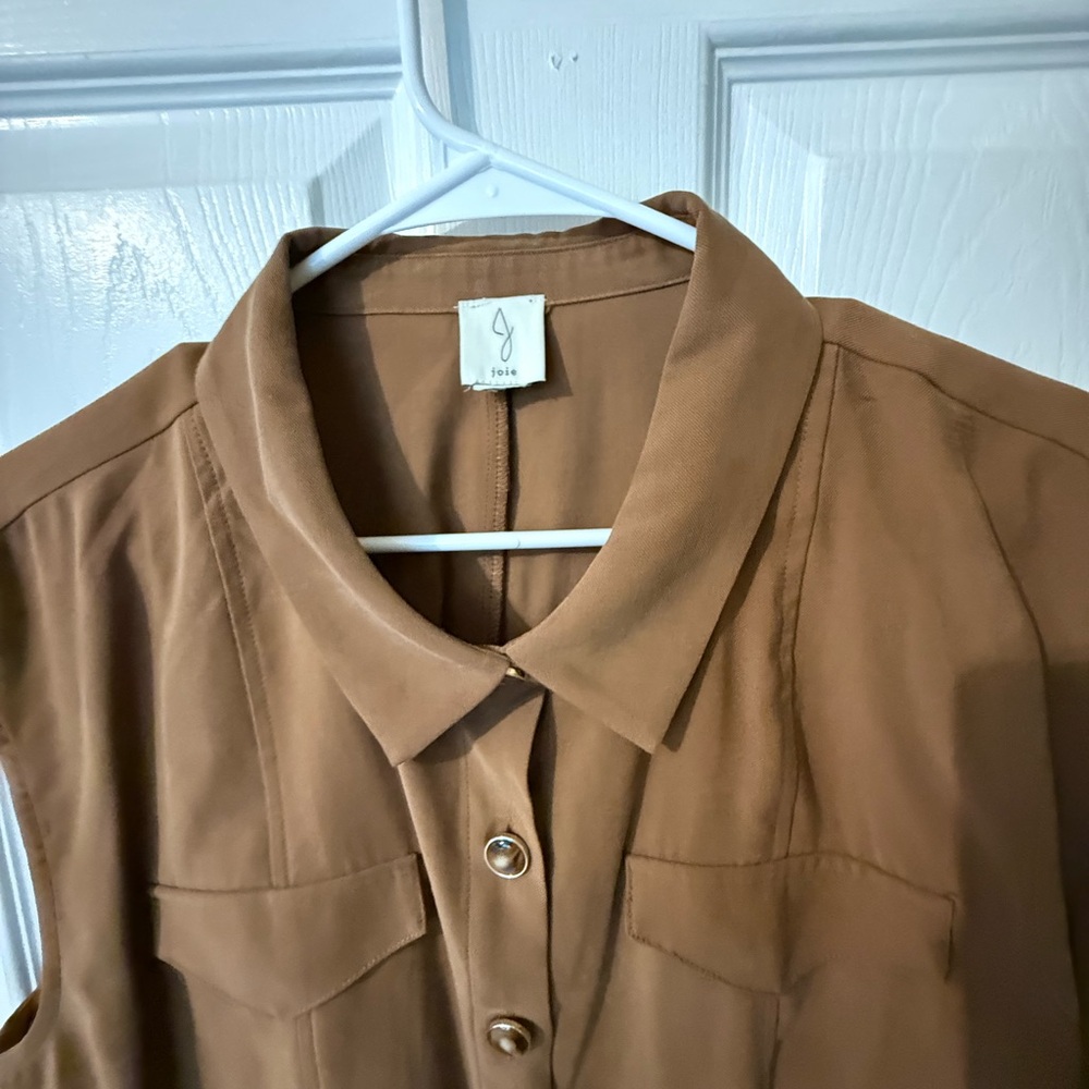 Joie Brown Sleeveless Button-Up Shirt - Picture 3 of 4